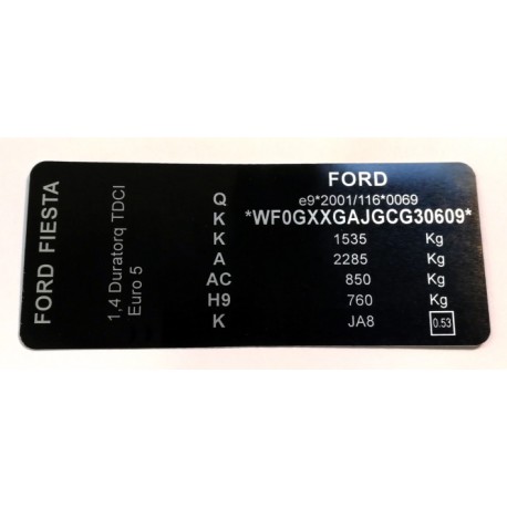 Plaque constructeur Ford